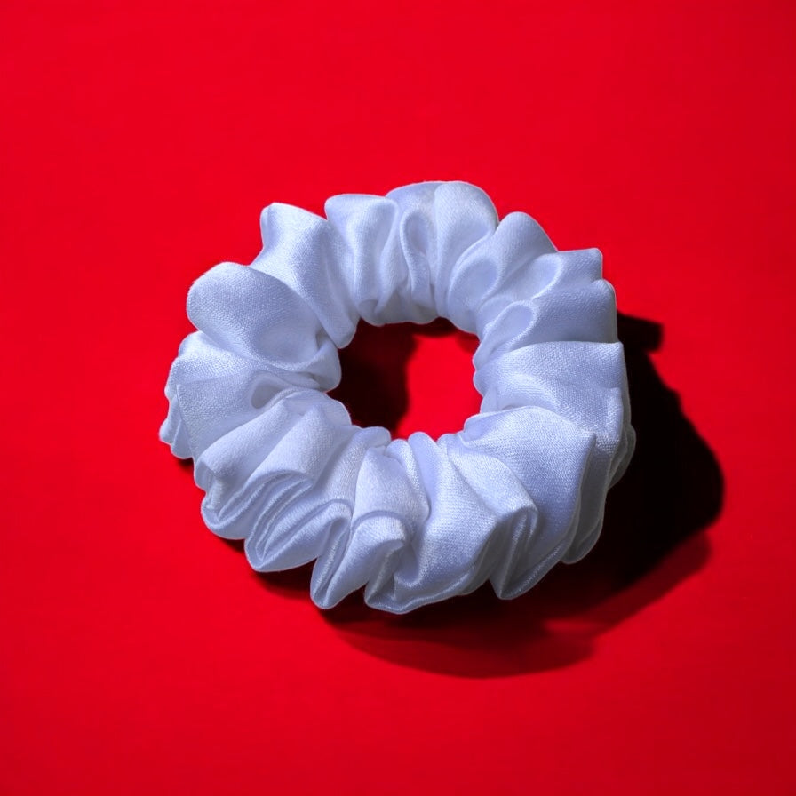WHITE | Silk Satin Scrunchies | M, L