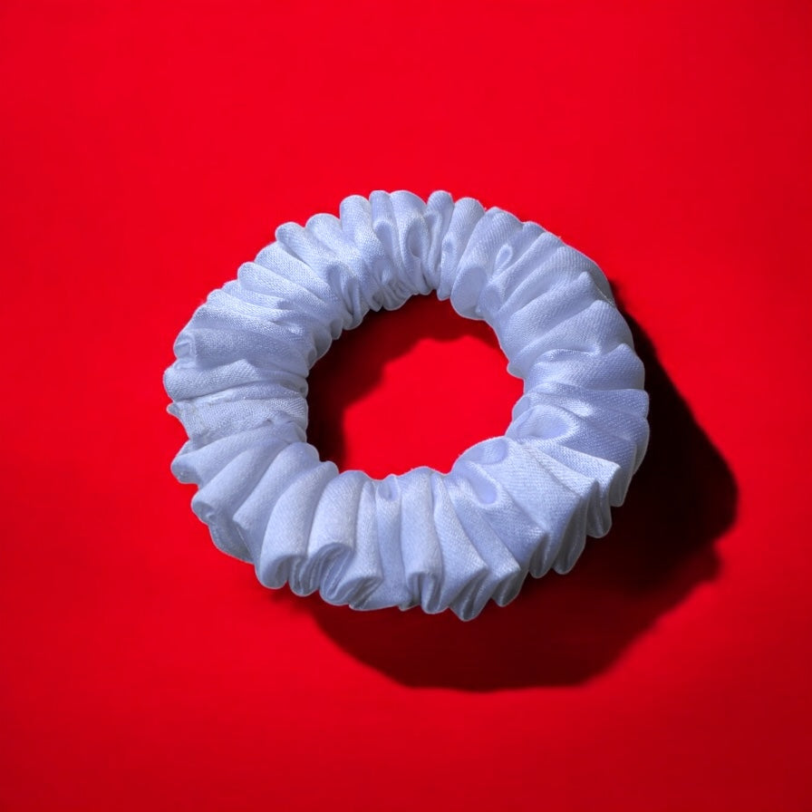 WHITE | Silk Satin Scrunchies | M, L