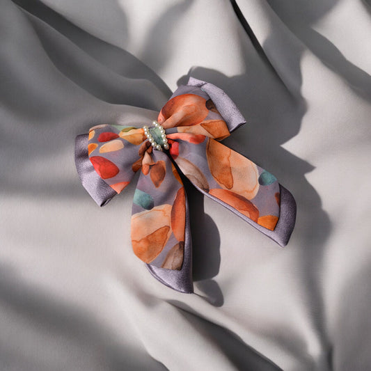 Twilight Bloom Bow|Satin & Printed Georgette|M