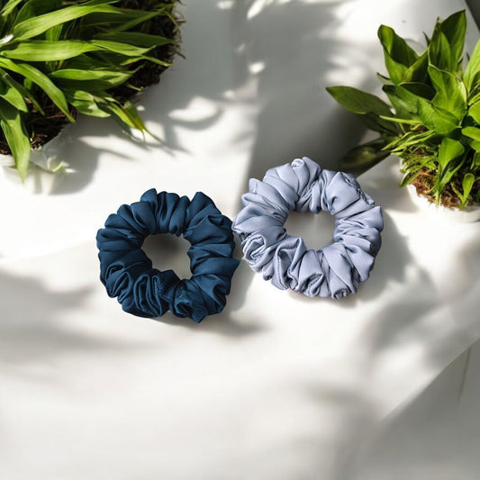 Elegant Twilight Scrunchie Combo (Cloud Grey + Midnight Mist)